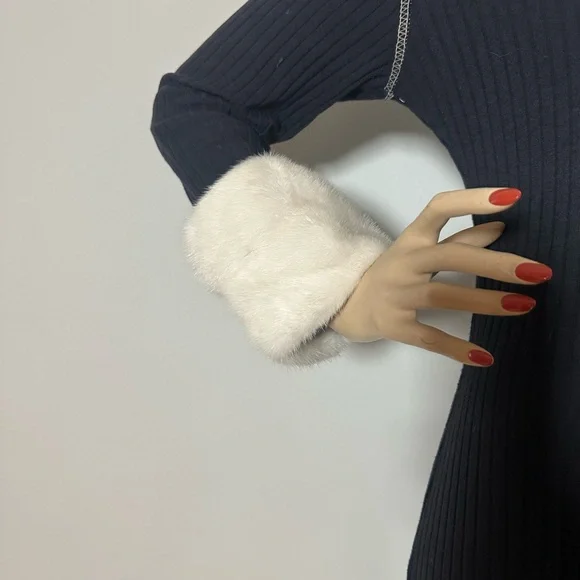 White Mink Cuffs - Picture 3 of 3